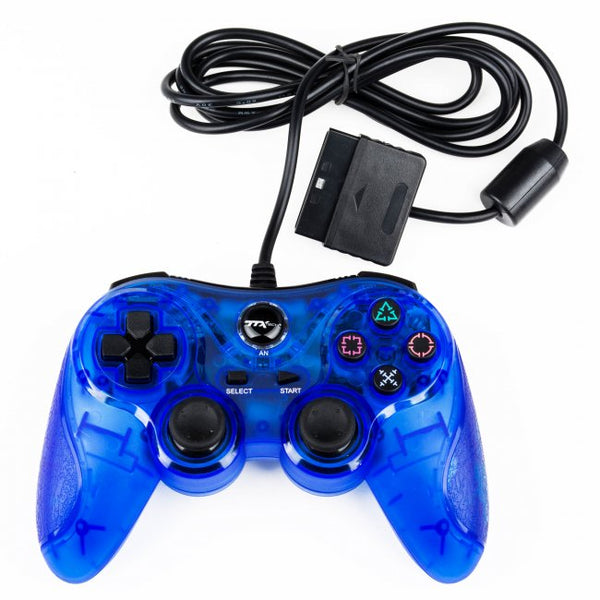 PS2 Controller Wired Clear Blue