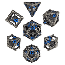 Grave Watcher Silver Blue Hollow Metal RPG Dice Set Accessories - Dice