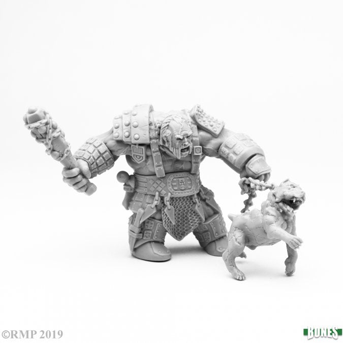Bones Plastic Figures: Fire Giant Huntsman with Hell Hound 77457