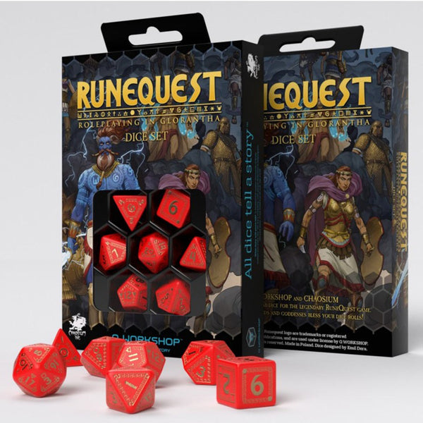 Runequest 7ct Dice Set: Red/Gold