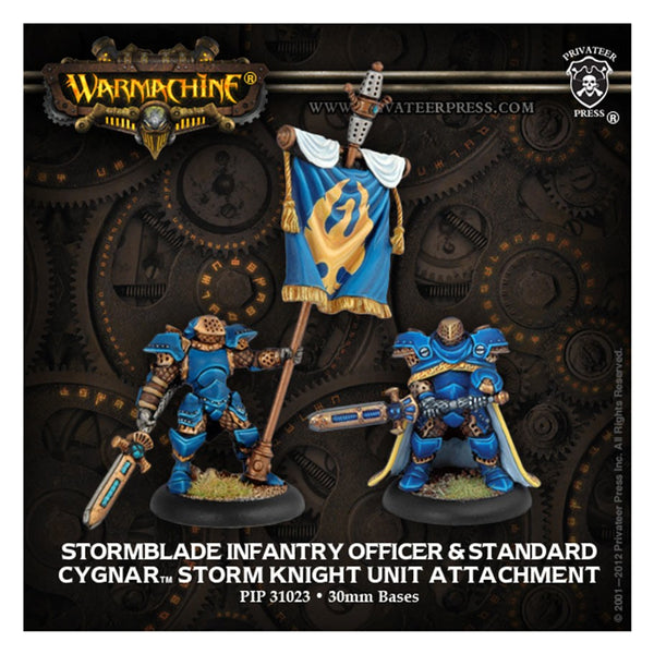 Warmachine:  Cygnar Storm Blade Infantry Officer and Standard