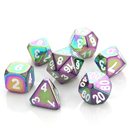 DHD 7 Piece RPG Set Forge Scorched Rainbow with White Accessories - Dice