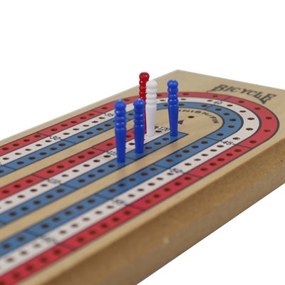 3-Track Cribbage Board (Red/White/Blue)