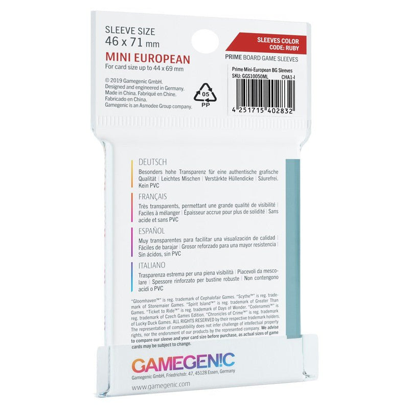 Gamegenic Prime Board Game Sleeves: Mini European Accessories - Board Game Sleeves
