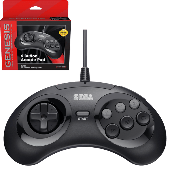 SEGA Genesis 6 - button Arcade Pad Accessories - Video Game - Controller - New